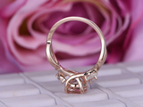 1.6ct Round Cut Morganite Engagement Ring Floral Leaf Design 14k Rose Gold Over