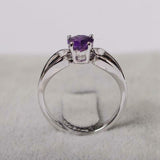 1ct Engagement Ring Heart Cut Purple Amethyst Split Shank 14k White Gold Finish