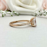 1.7ct Engagement Ring Oval Cut Diamond Solitaire with Accent 14k RoseGold Finish