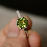 0.6ct Round Cut Green Peridot Engagement Ring 14k White Gold Finish Solitaire