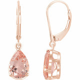 1ct Pear Cut Champagne Morganite Tear Drop Earring Women 14k Rose Gold Finish