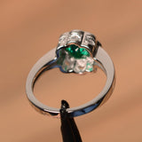 1ct Round Cut Green Emerald Flower Solitaire Engagement Ring 14k White Gold Over