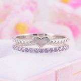 1.2ct Round Purple Amethyst Heart Split Band Engagement Ring 14k White Gold Over