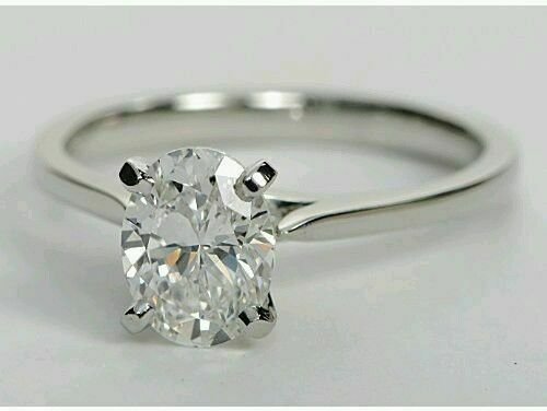 1Ct Oval Cut DVVS1 Diamond Classic Solitaire Engagement Ring 14K White Gold Over