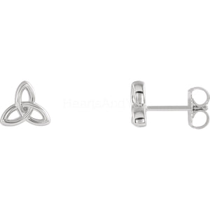 Celtic Knot Trinity Stylish Dainty Stud Earrings For Women 14k White Gold Plated