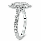 3.4Ct Marquise Cut Diamond Halo Solitaire with Accent Ring 14K White Gold Finish