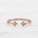 Open Stackable Wedding Band 0.2ct Round Cut VVS1D Diamond 14k Rose Gold Finish