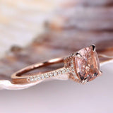 1ct Cushion Cut Peach Morganite Solitaire Engagement Ring 18k Rose Gold Finish