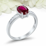 1.2ct Oval Pink Ruby Engagement Ring Diamond Accent Solitaire 14k WhiteGold Over