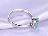 0.7ct Oval Cut Blue Aquamarine Engagement Ring Solitaire 14k White Gold Finish