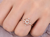 1ct Round Peach Morganite Engagement Ring 14k Rose Gold Finish Stackable Promise