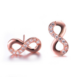 1.2ct Round Cut VVS1D Diamond 8 Shape Design Stud Earrings 14k Rose Gold Finish