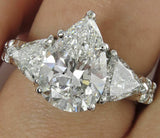 6Ct Pear Cut Diamond Trillion Round Accents Trilogy Ring 14K White Gold Finish