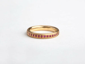 1.2ct Round Cut Pink Ruby Wedding Band Ring Full Eternity 14k Yellow Gold Finish