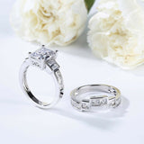 4Ct Emerald Cut Diamond Elegant Bridal Set Engagement Ring 14K White Gold Finish