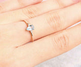 1ct Pear Blue Aquamarine Engagement Ring Solitaire Minimalist 14k Rose Gold Over