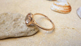 1ct Oval Cut Peach Morganite Engagement Ring 14k Rose Gold Finish Halo Promise