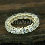 3ct Cushion Simulated Diamond Full Eternity Wedding Band 14k Yellow Gold Plated