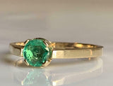 1.4ct Engagement Ring Round Cut Green Emerald Solitaire 14k Yellow Gold Finish