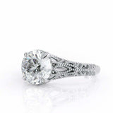 2ct Round Diamond Engagement Ring Milgrain Solitaire Filigree 14k WhiteGold Over