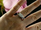 3Ct Round Cut Diamond Accents Split Shank Engagement Ring 14K White Gold Finish