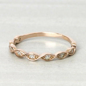 0.4ct Round Cut Diamond Dainty Stackable Engagement Ring 14k Rose Gold Finish