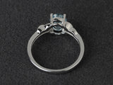 1.7ct Oval Cut Blue Aquamarine Engagement Ring 14k White Gold Finish Solitaire