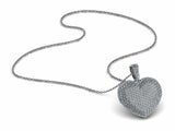 2ct Diamond Round Cut Brilliant Puff Heart Pendant with Chain 14k WhiteGold Over