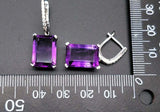 2.5ct Drop Earrings Emerald Cut Purple Amethyst Latch Back 14k White Gold Finish