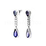 2ct Pear Simulated Tanzanite Party Wear Dangle Earrings 14k White Gold Plated