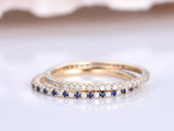 1.1ct Round Cut Blue Sapphire Wedding Band Engagement Ring 14k Rose Gold Finish