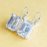 Lever Back Women Drop Earrings 2ct Emerald Cut Diamond 14k White Gold Finish