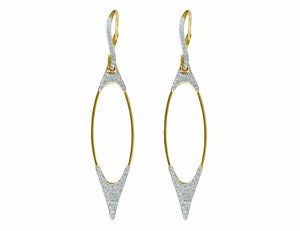 3Ct Round Cut Diamond Unique Oval Hollow Drop Earrings 14K Yellow Gold Finish