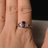 1ct Oval Cut Red Garnet Trilogy Wedding Engagement Ring 18k White Gold Finish