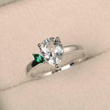 1ct Pear Cut Aquamarine Engagement Ring Two Stone Solitaire 14k White Gold Over