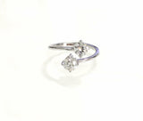 1.5ct Round Cut Diamond 2 Stone ByPass Engagement Ring 14k White Gold Finish