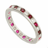 2ct Round Cut Pink Ruby Alternating Diamond Eternity Band 14k White Gold Finish