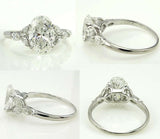 4Ct Oval Cut Diamond Marquise Halo Solitaire Engagement Ring 18K White Gold Over