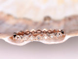 Milgrain Full Eternity Wedding Ring Band 1ct Round Cut Diamond 14k RoseGold Over