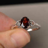 1ct Oval Cut Red Garnet Promise Solitaire Engagement Ring 14k White Gold Finish