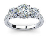 2.5ct Round Cut Diamond Engagement Ring 14k White Gold Finish Trilogy Solitaire