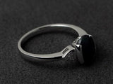 3ct Engagement Ring Oval Cut Black Diamond Petite Solitaire 14k WhiteGold Finish