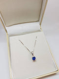 1ct Round Cut Blue Sapphire Unique Design Pendant 14k White Gold Finish NO CHAIN