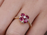 2.6ct Oval Cut Pink Ruby Engagement Ring Floral Solitaire 14k Rose Gold Finish