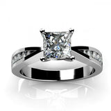 1.3ct Princess Cut Diamond Accent Solitaire Engagement Ring 14k White Gold Over