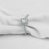 2ct Baguette Cut VVS1D Diamond Engagement Ring Double Halo 14k White Gold Finish