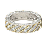 4Ct Round Cut Diamond Diagonal Row Eternity Wedding Band Ring 14K Dual Gold Over