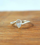 1ct Engagement Ring Pear Cut Diamond Swirl Twist Solitaire 14k White Gold Finish