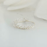 Elegant Princess Crown Tiara Engagement Ring 14k White Gold Finish