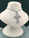 1.2ct Round Cut VVS1 Diamond Pendant Chain Jesus Cross Design 14k WhiteGold Over